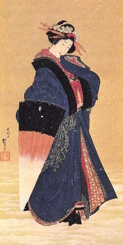 Hokusai - Beauty with umbrella in the snow